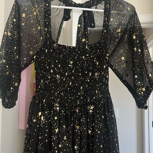 Nasty Gal Black Dress with Gold Stars